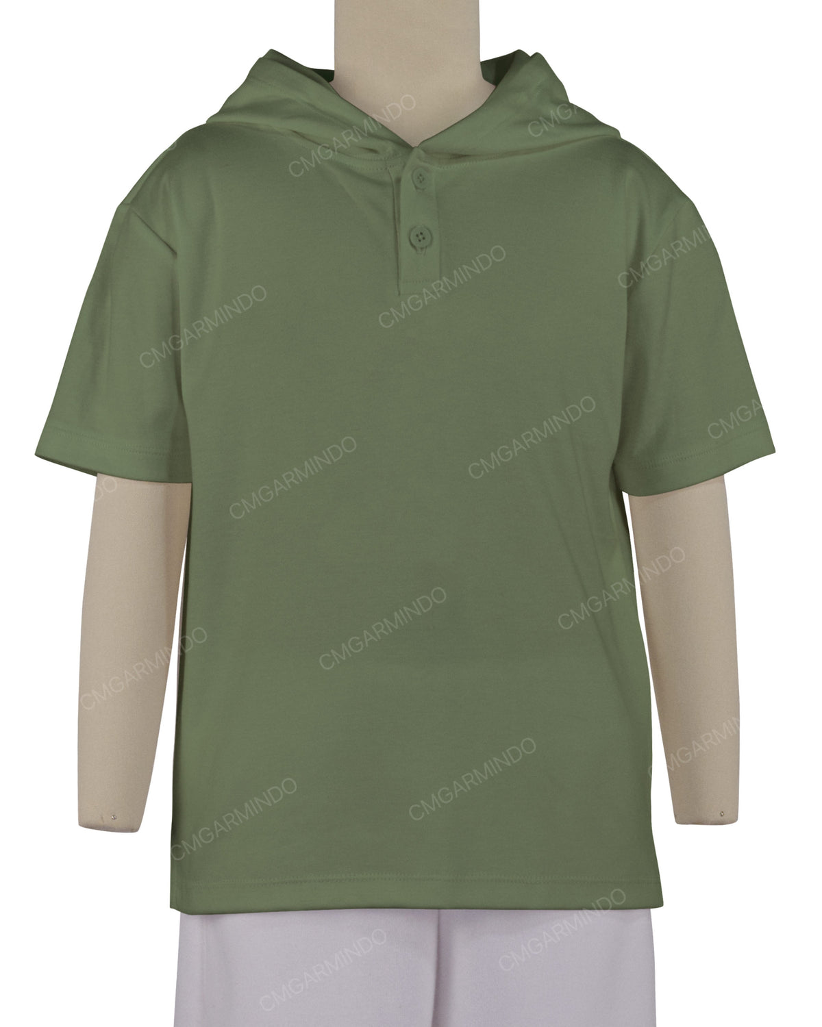 Short Sleeve Half Placket Hoodie