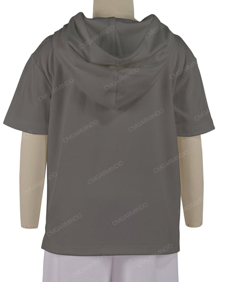 Short Sleeve Half Placket Hoodie