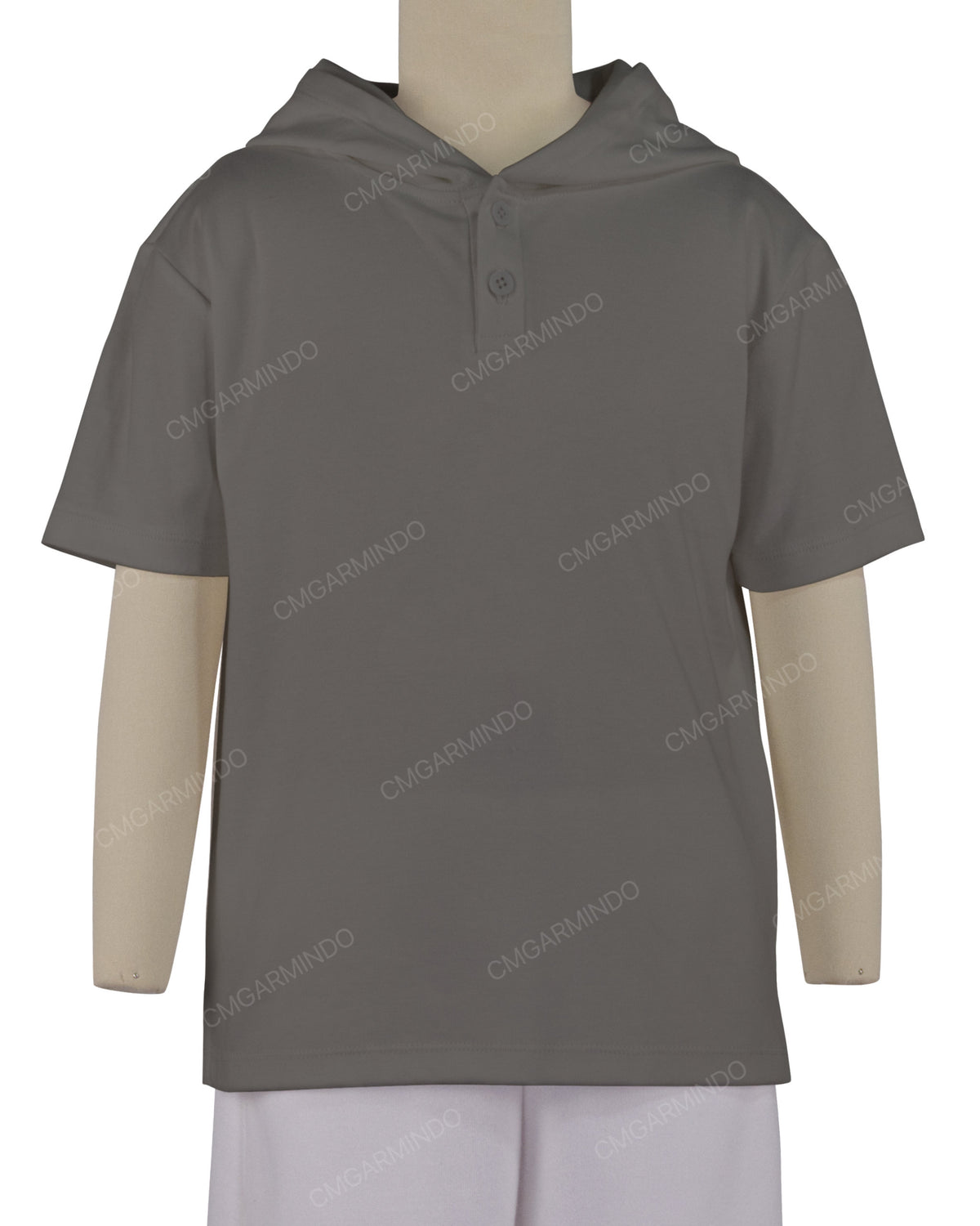 Short Sleeve Half Placket Hoodie