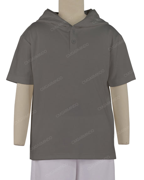 Short Sleeve Half Placket Hoodie