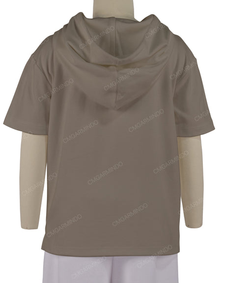 Short Sleeve Half Placket Hoodie