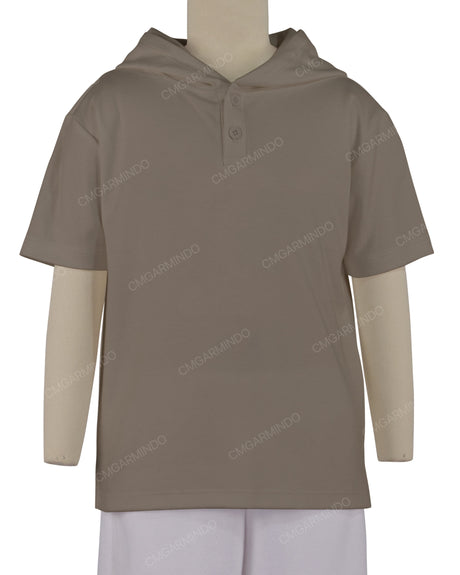Short Sleeve Half Placket Hoodie