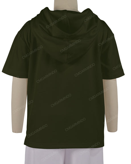Short Sleeve Half Placket Hoodie