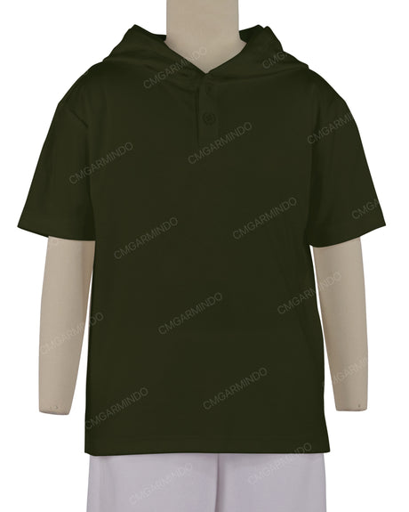 Short Sleeve Half Placket Hoodie