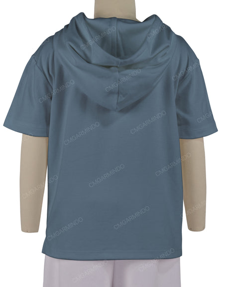 Short Sleeve Half Placket Hoodie