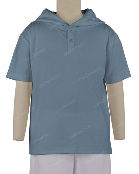 Short Sleeve Half Placket Hoodie