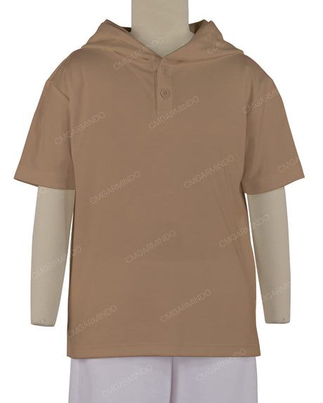 Short Sleeve Half Placket Hoodie