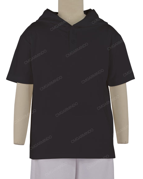 Short Sleeve Half Placket Hoodie