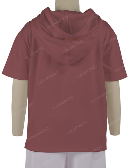 Short Sleeve Half Placket Hoodie