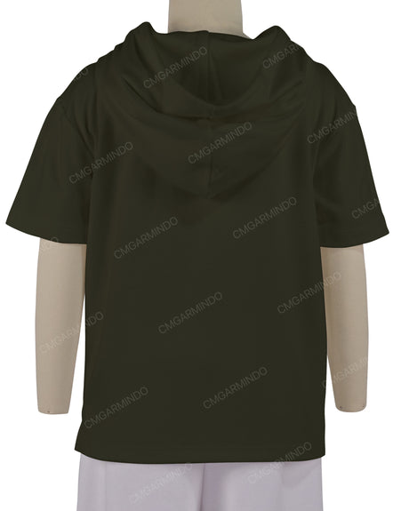 Short Sleeve Half Placket Hoodie