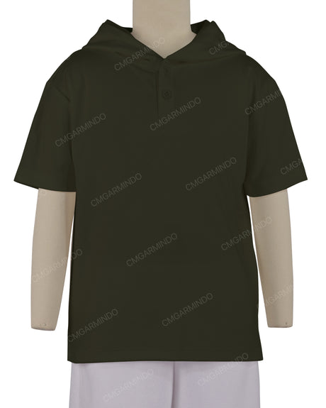 Short Sleeve Half Placket Hoodie