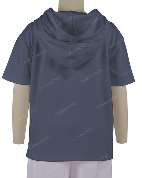 Short Sleeve Half Placket Hoodie