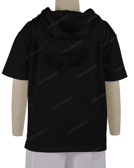 Short Sleeve Half Placket Hoodie