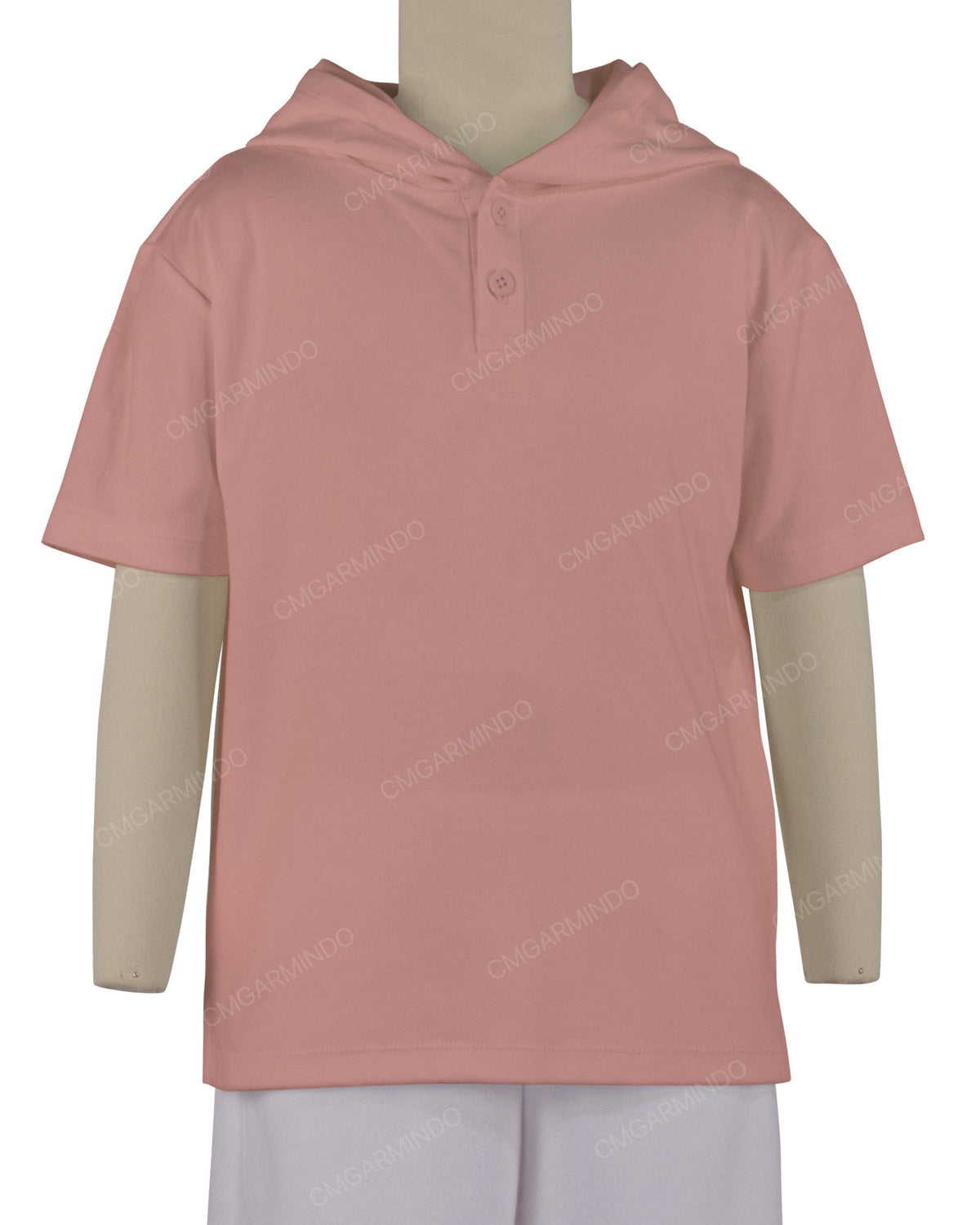 Short Sleeve Half Placket Hoodie