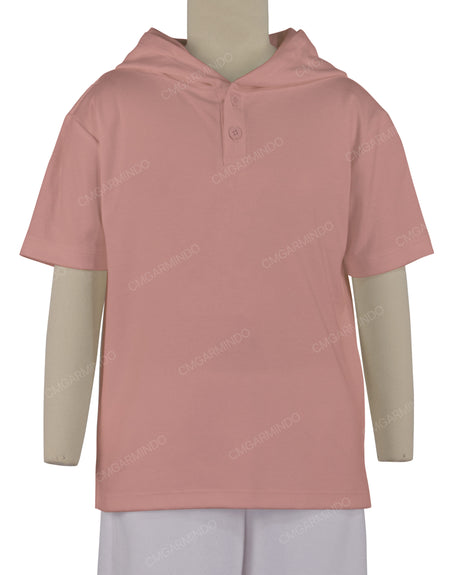 Short Sleeve Half Placket Hoodie