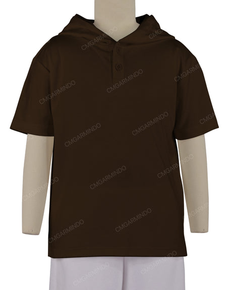 Short Sleeve Half Placket Hoodie