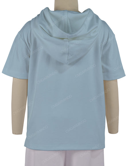 Short Sleeve Half Placket Hoodie