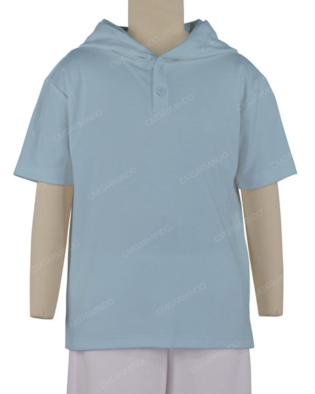 Short Sleeve Half Placket Hoodie