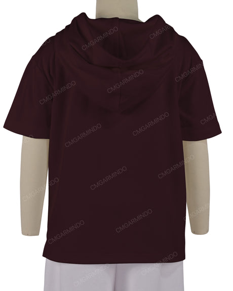 Short Sleeve Half Placket Hoodie