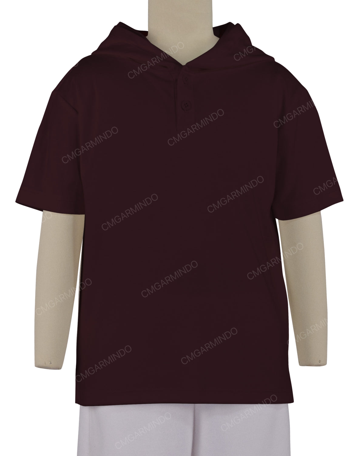 Short Sleeve Half Placket Hoodie