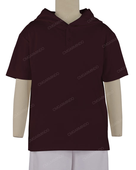 Short Sleeve Half Placket Hoodie