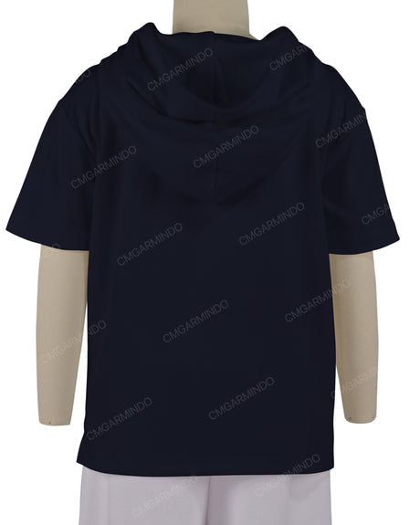 Short Sleeve Half Placket Hoodie