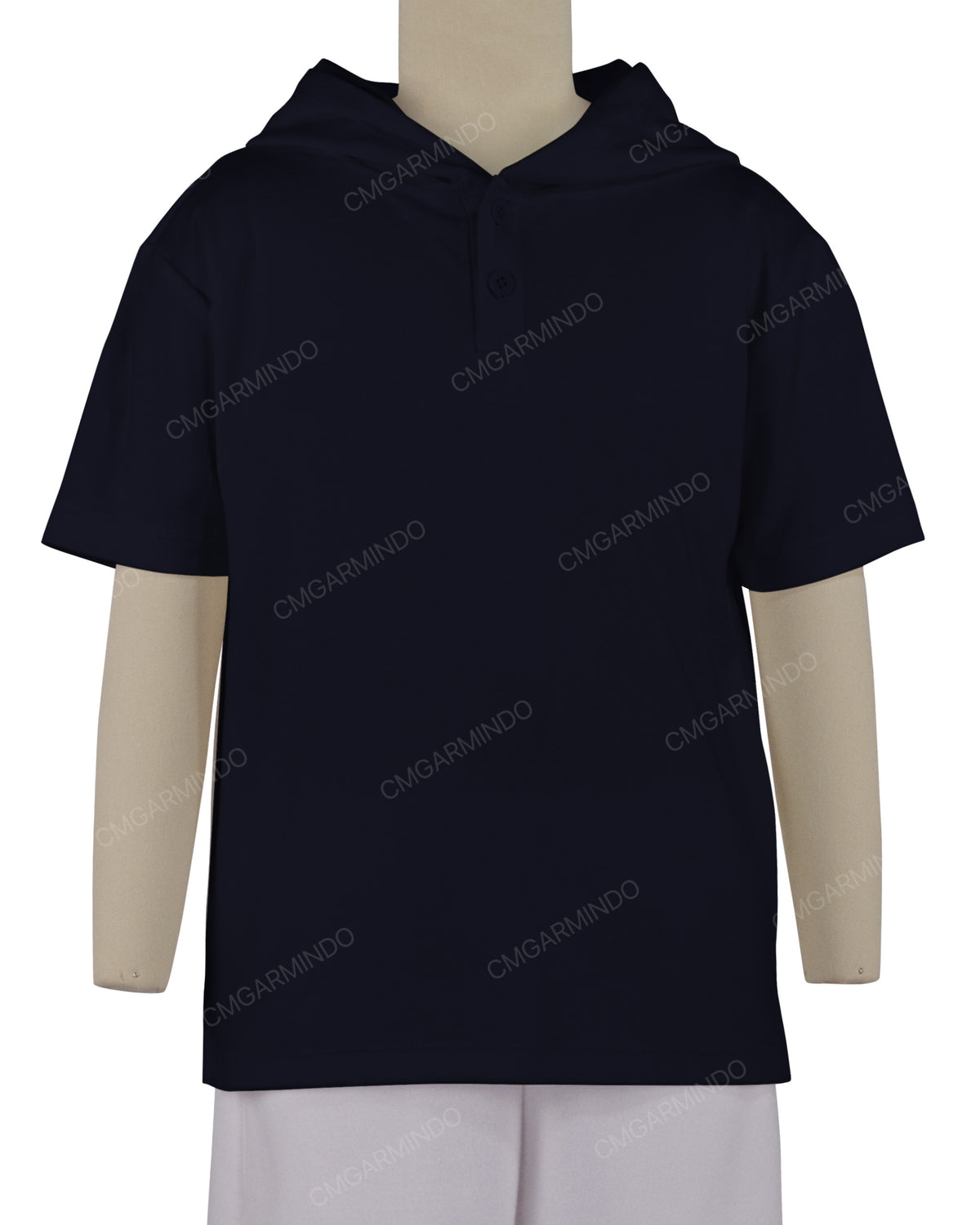 Short Sleeve Half Placket Hoodie
