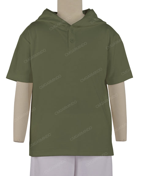 Short Sleeve Half Placket Hoodie