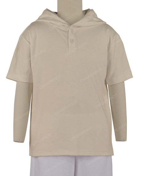 Short Sleeve Half Placket Hoodie