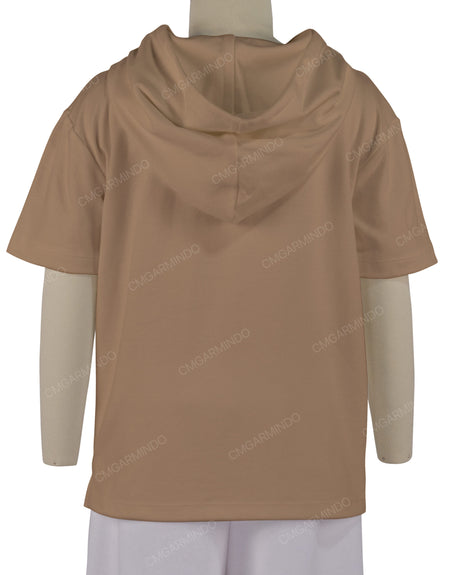 Short Sleeve Half Placket Hoodie