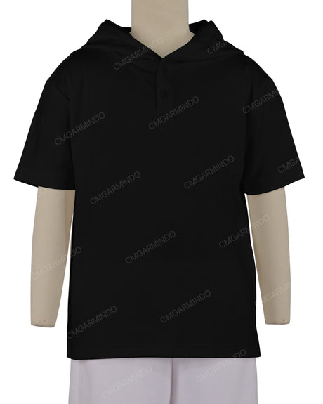 Short Sleeve Half Placket Hoodie