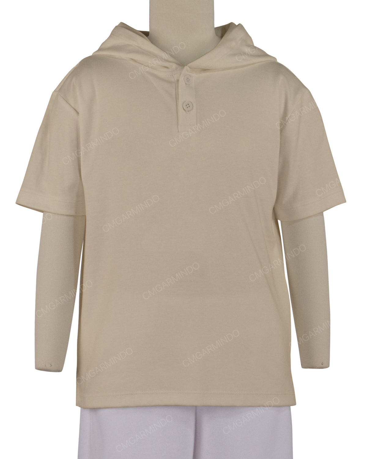 Short Sleeve Half Placket Hoodie