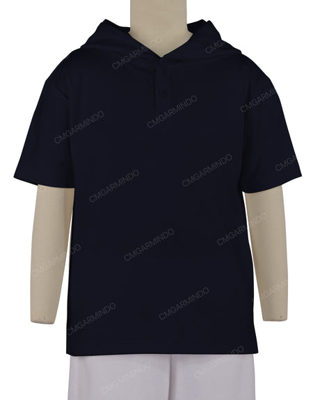 Short Sleeve Half Placket Hoodie
