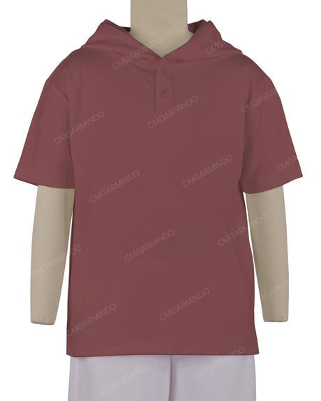 Short Sleeve Half Placket Hoodie