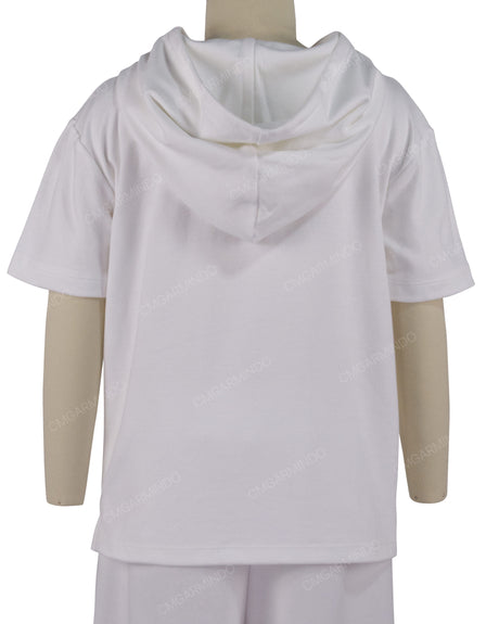 Short Sleeve Half Placket Hoodie