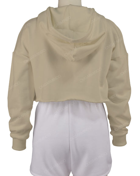 Raw Edge Crop Hoodie