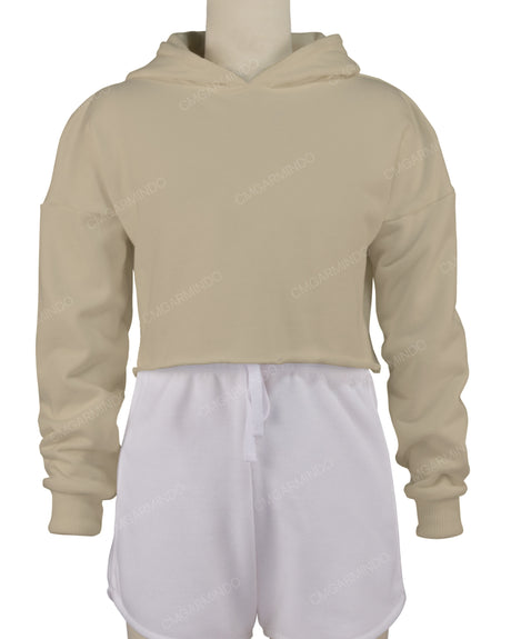 Raw Edge Crop Hoodie
