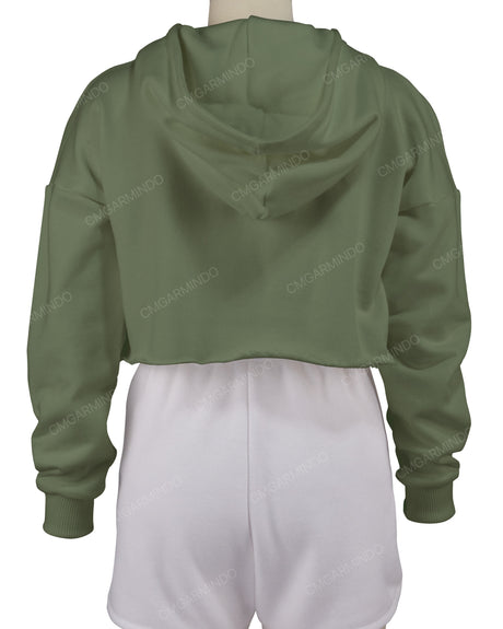 Raw Edge Crop Hoodie