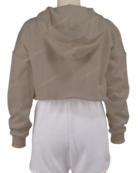 Raw Edge Crop Hoodie