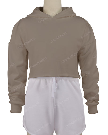 Raw Edge Crop Hoodie