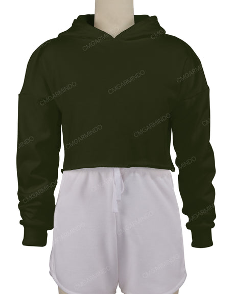 Raw Edge Crop Hoodie