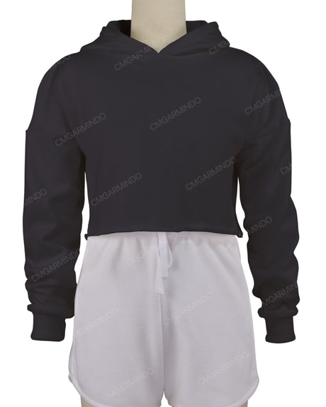 Raw Edge Crop Hoodie