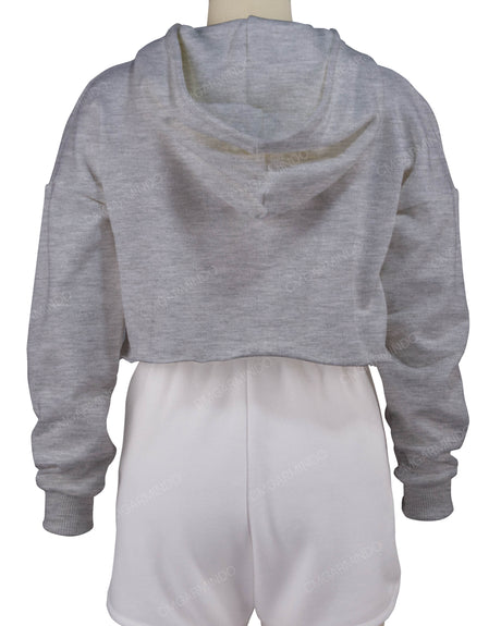 Raw Edge Crop Hoodie