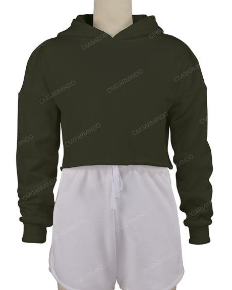 Raw Edge Crop Hoodie