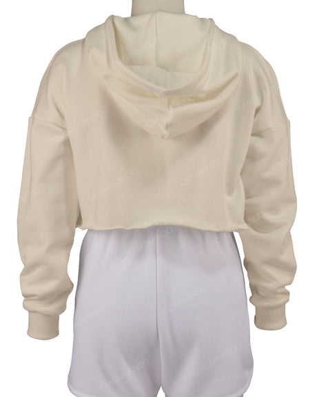 Raw Edge Crop Hoodie
