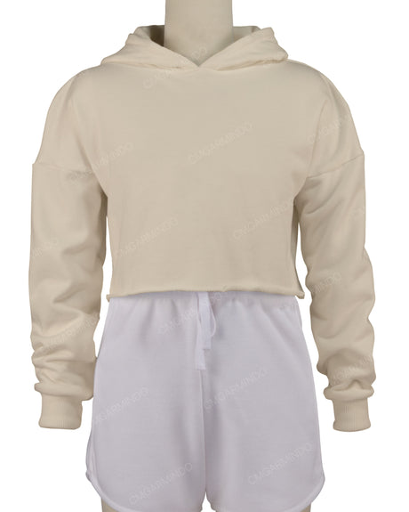 Raw Edge Crop Hoodie