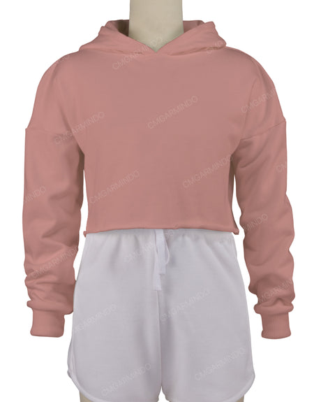 Raw Edge Crop Hoodie