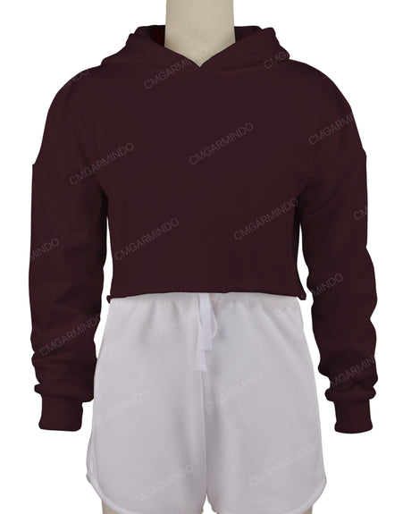 Raw Edge Crop Hoodie