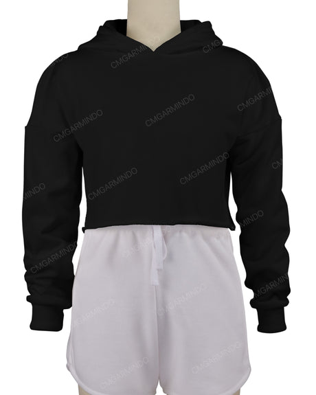 Raw Edge Crop Hoodie