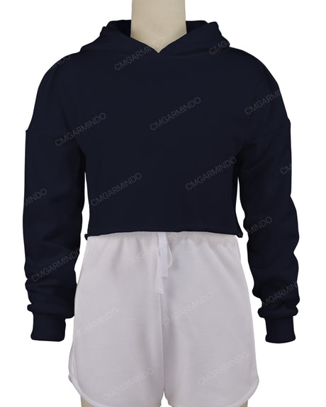 Raw Edge Crop Hoodie